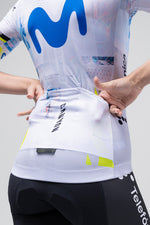 Gobik Odyssey cycling jersey in Movistar Team white with blue logo design
