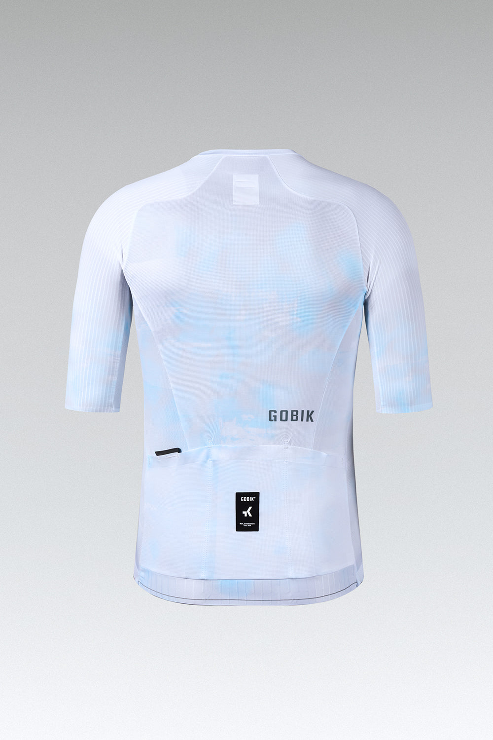 Gobik Reactive short sleeve cycling jersey in light blue cloud pattern