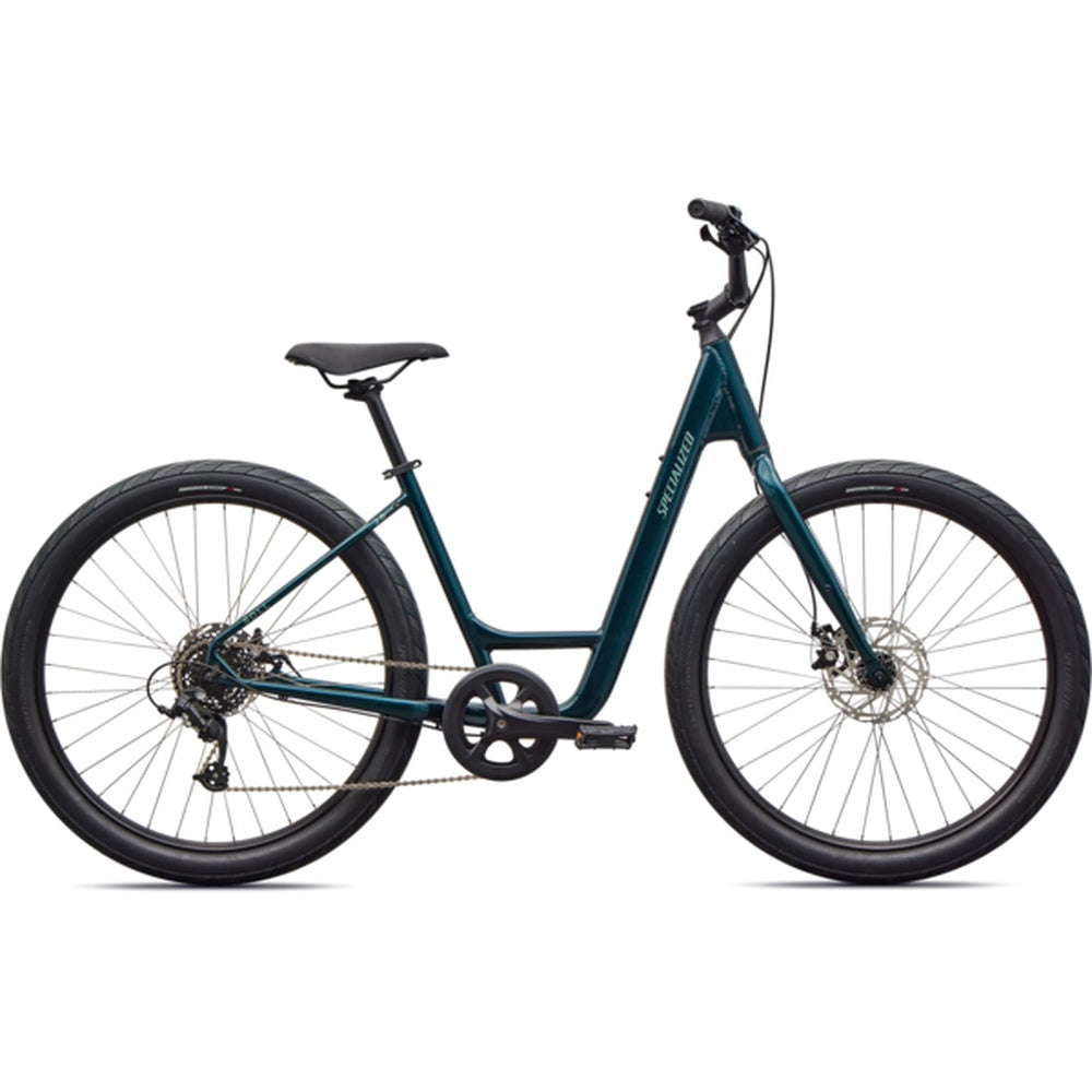 Specialized Roll 2.0 Low Entry bike in emerald metallic finish on white background