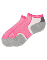 Experia Micro Mini ankle socks in electric pink, white, and gray colorblock design