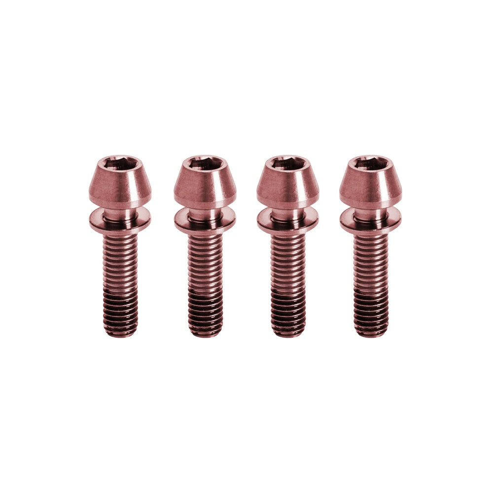 Set of four Kogel titanium stem bolts with conical heads and integrated washers in purple finish