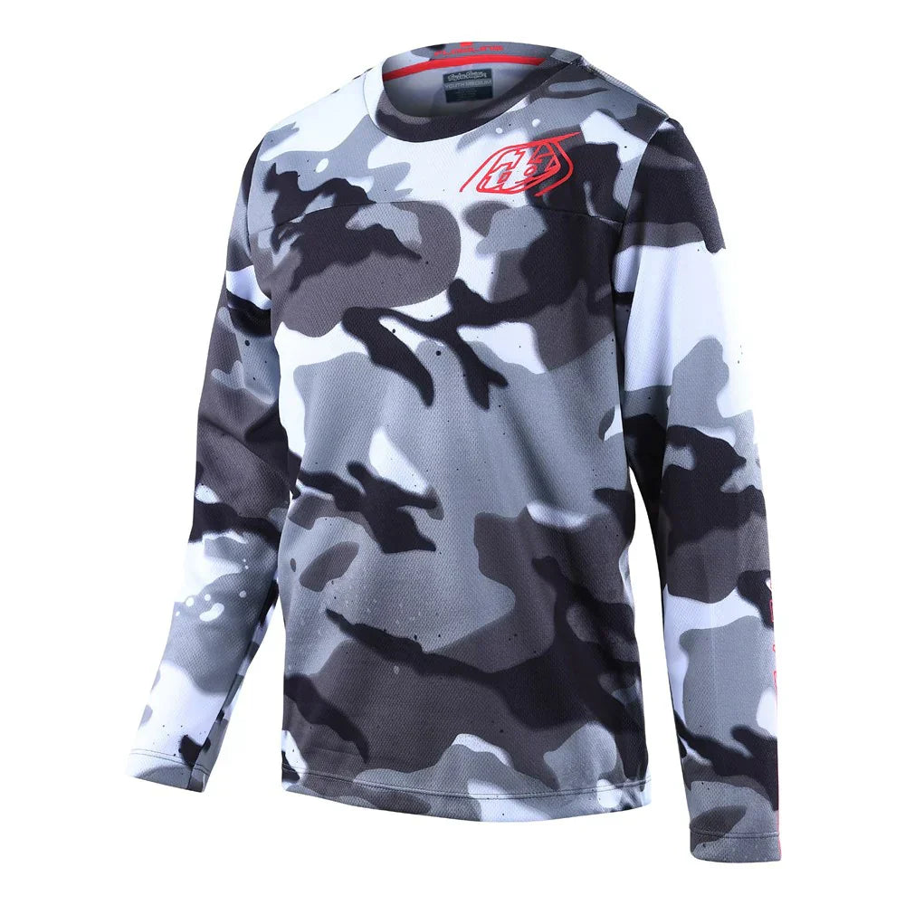Troy Lee Designs Youth Flowline long sleeve jersey in white urban camouflage pattern