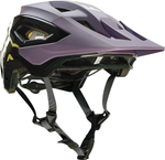 Fox Speedframe Pro MTB helmet in dark purple with black and yellow-green accents