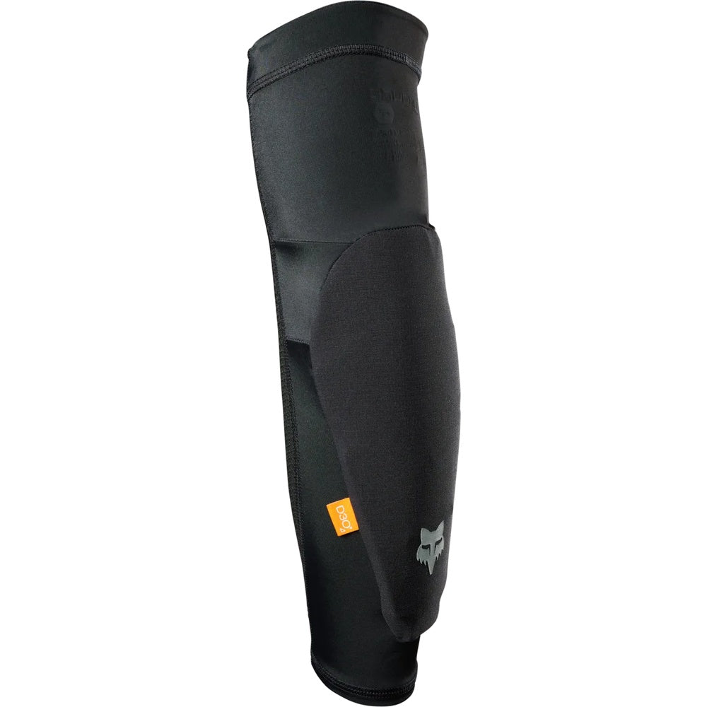 Fox Racing Enduro elbow sleeve in black with fox logo and orange label