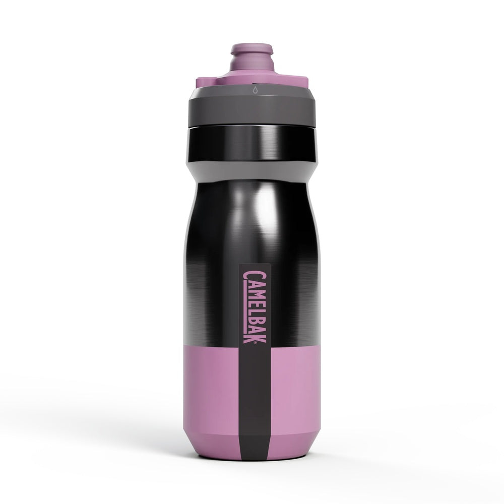 CamelBak Podium insulated steel water bottle in black and lavender color scheme